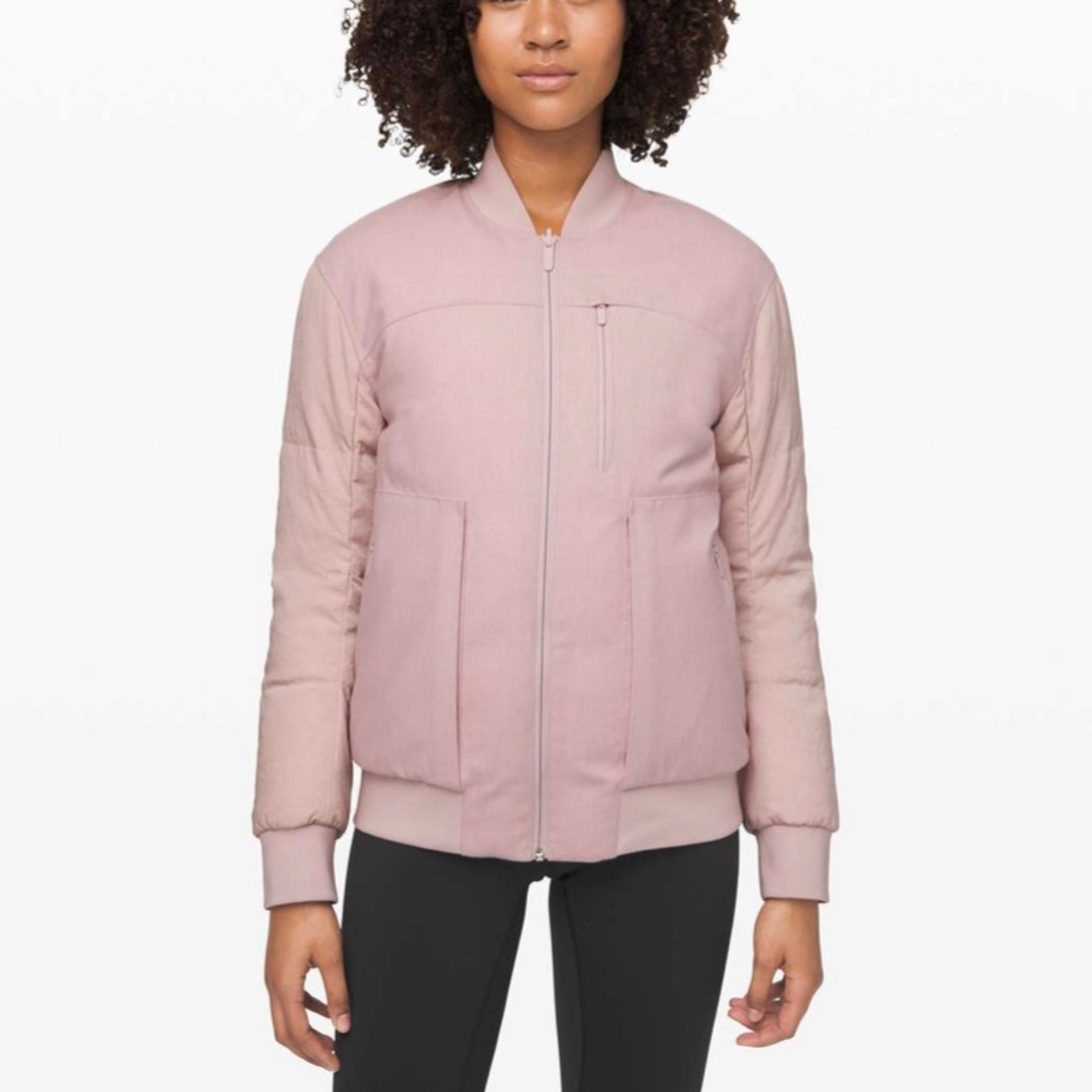 Lululemon Roam Far Wool Reversible Bomber Porcelain Pink Size 10